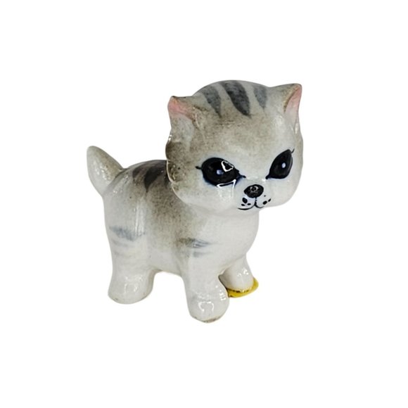 Vintage Josef Originals George Good Kitten Cat Miniature Figurine Gray Tabby - Picture 1 of 8